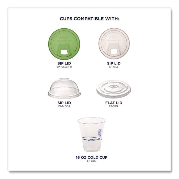BlueStripe 25% Recycled Content Cold Cups, 16 oz, Plastic, Clear/Blue, 50/Pack, 20 Packs/Carton