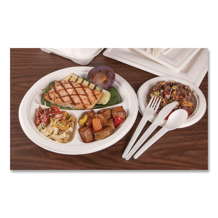 Plantware Compostable Cutlery, Knife, Plastic, Pearl White, 50/Pack, 20 Packs/Carton