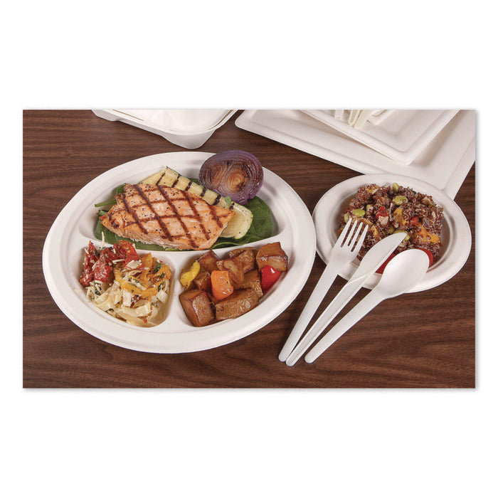 Plantware Compostable Cutlery, Fork, Plastic, Pearl White, 50/Pack, 20 Packs/Carton