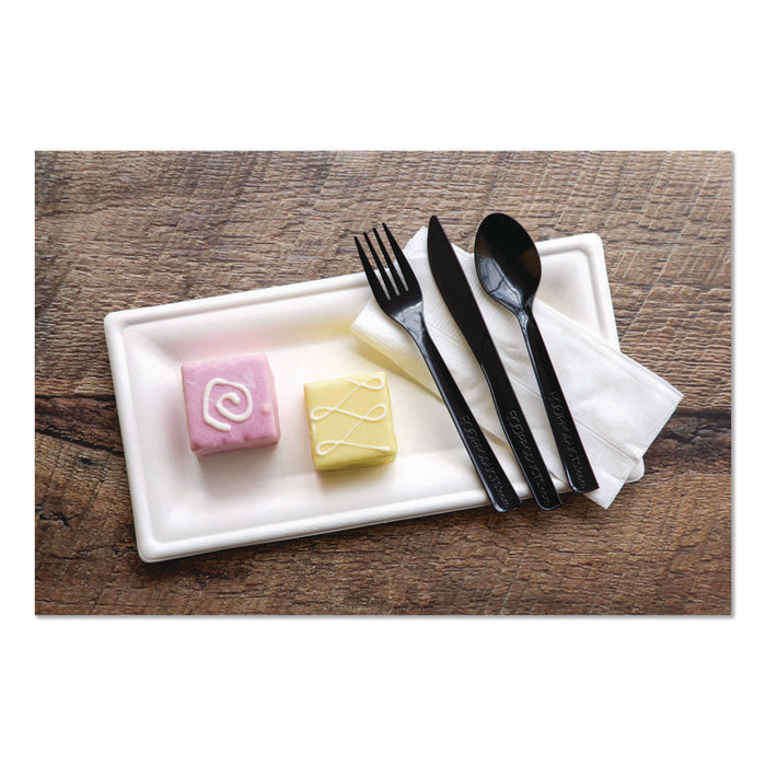 100% Recycled Content Cutlery, Knife, Plastic, Black, 50/Pack, 20 Packs/Carton