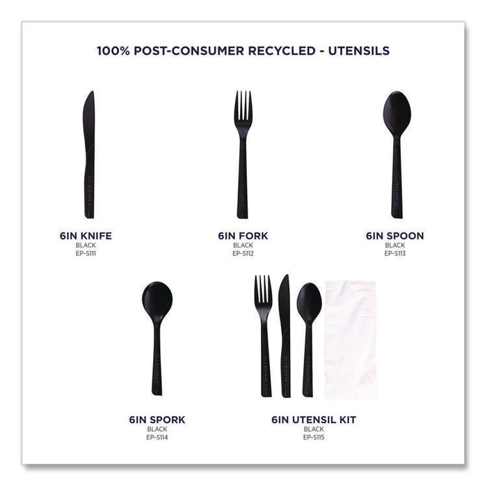 100% Recycled Content Cutlery, Soup Spoon, Plastic, Black, 50/Pack, 20 Packs/Carton