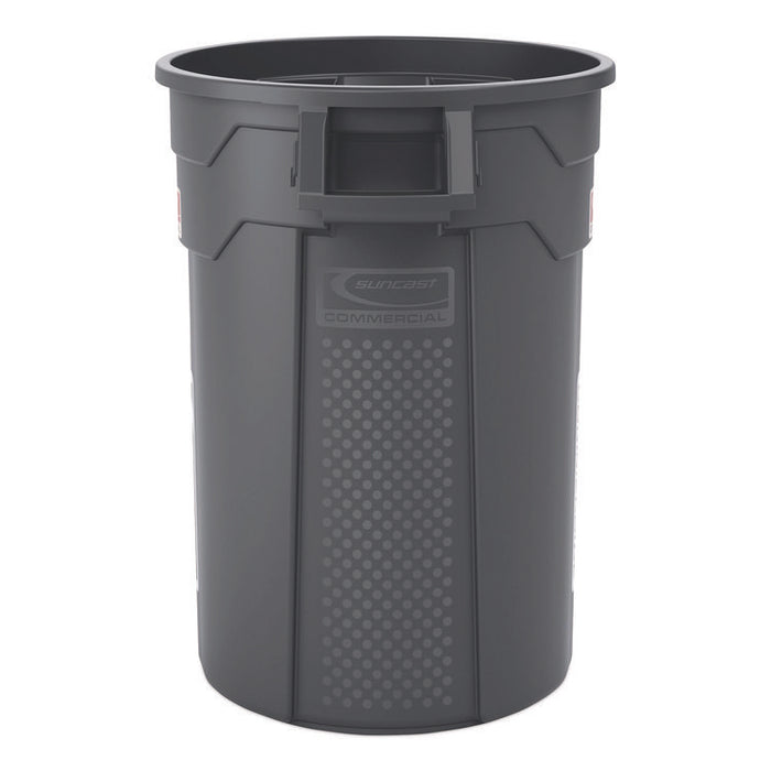 Injection Molded Utility Trash Can, 32 gal, Plastic/Resin, Gray