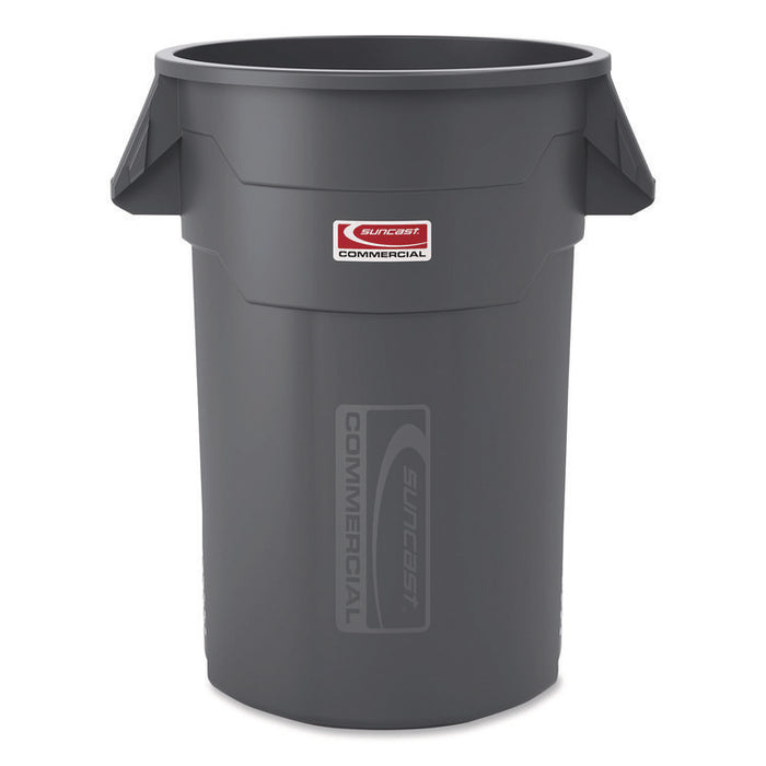 Injection Molded Utility Trash Can, 44 gal, Plastic/Resin, Gray