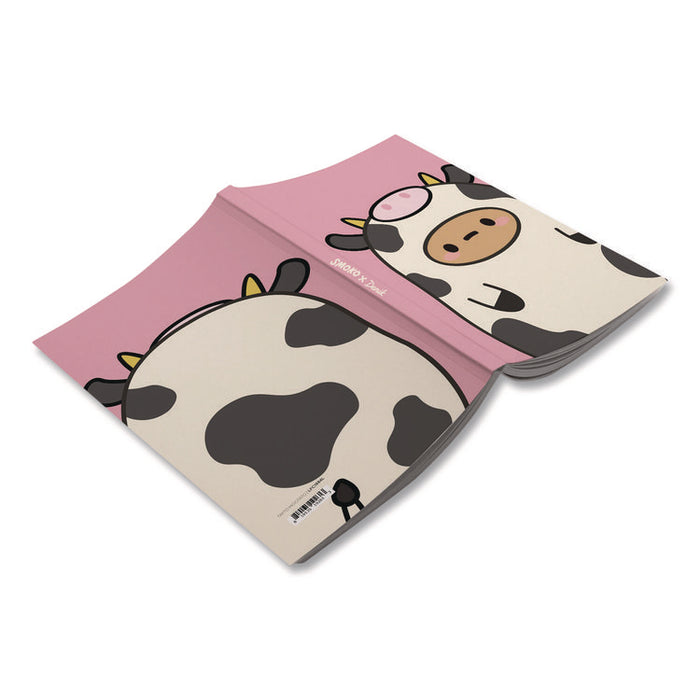 Smoko Tayto Mootato Layflat Notebook, 1-Subject, Medium/College Rule, Pink/White/Brown Cover, (72) 8 x 5 Sheets