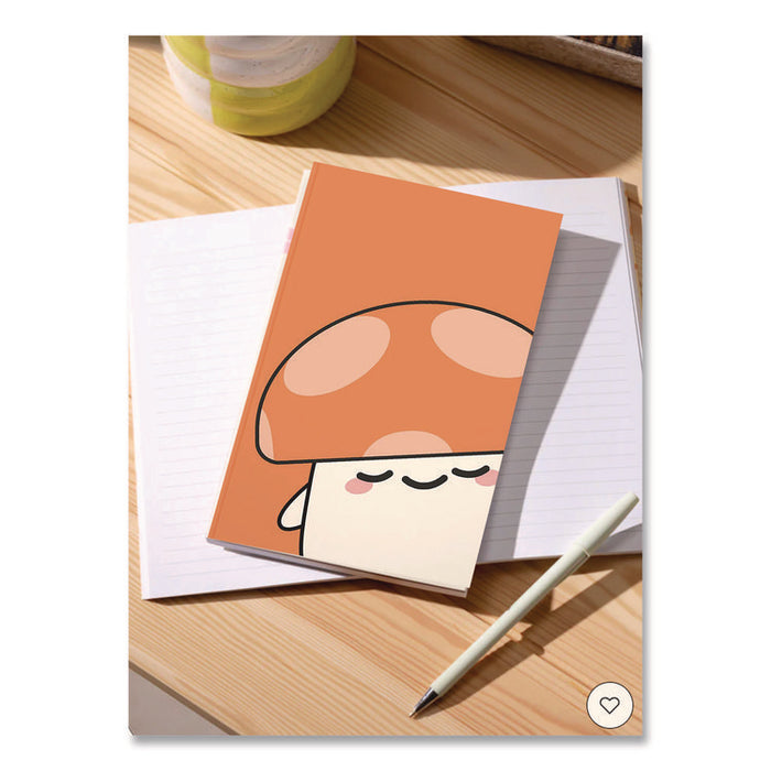 Smoko Kai Mushroom Layflat Notebook, 1-Subject, Medium/College Rule, Orange/White Cover, (72) 8 x 5 Sheets