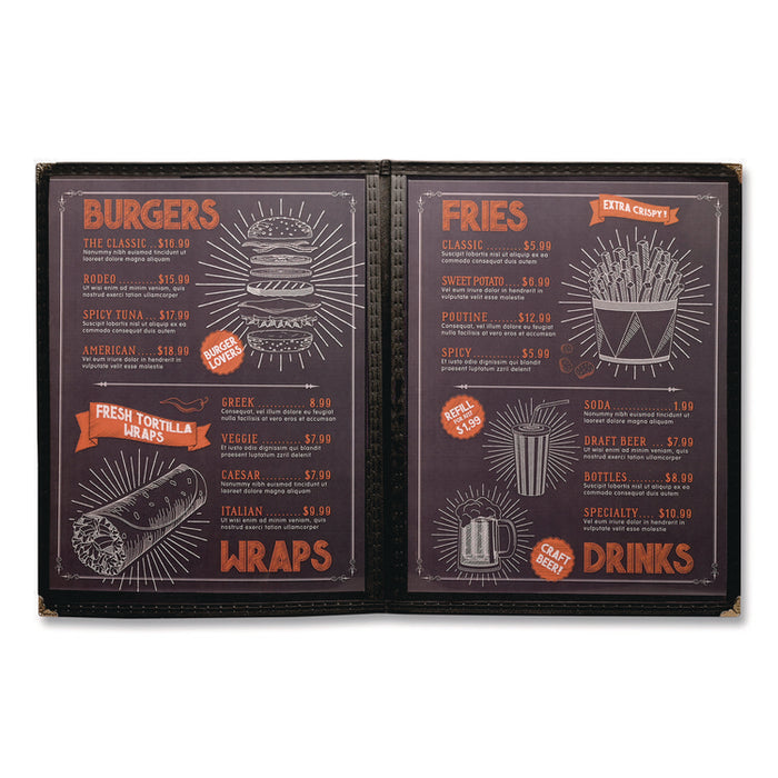 Menu Holder For 8.5 x 11 Menus, Portrait Orientation 4-View, 9.6 x 11.9, Clear/Black/Silver