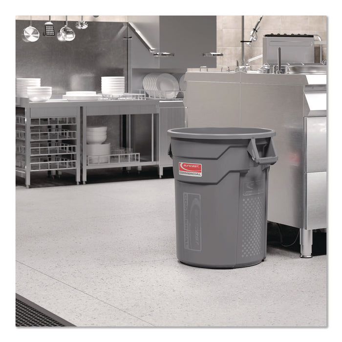 Injection Molded Utility Trash Can, 20 gal, Resin, Gray