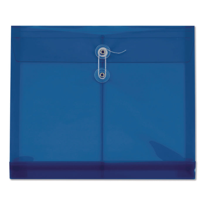 Poly Document File, String and Button Closure, 10 x 13, Blue, 5/Pack