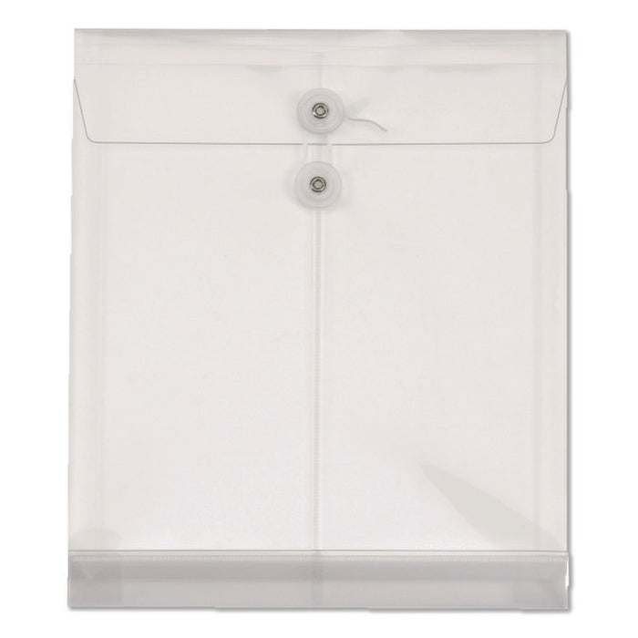 Poly Document File, String and Button Closure, 9.75" w, Clear, 5/Pack