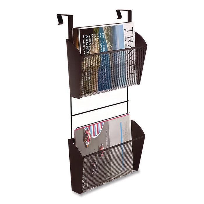 Wire Mesh Wall File, 2 Sections, Letter Size, 14.37" x 3.34", Black