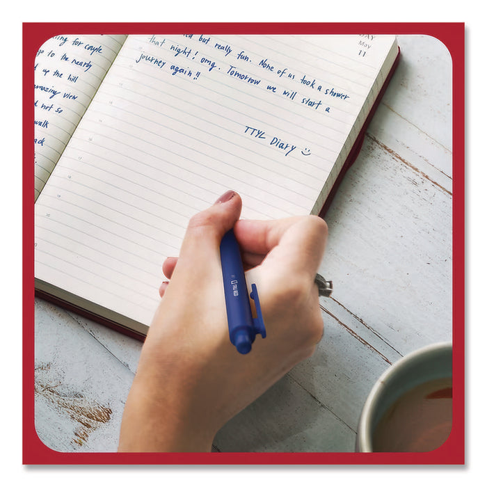 Quick Dry Gel Pen, Retractable, Medium 0.7 mm, Blue Ink, Blue Barrel, Dozen