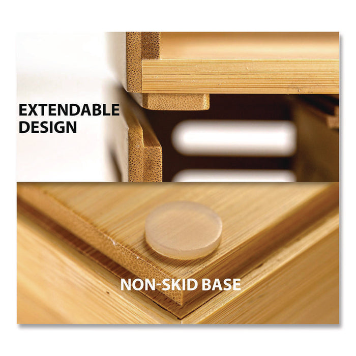 Bamboo Stackable Document Organizer with Drawer, 2 Sections, Letter Size Files, 14.09" x 10.08" x 7.7", Brown