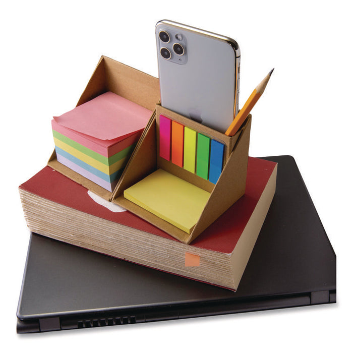 Desk Supply Organizer, 3 Compartments, 3.5 x 3.5 x 3.5, Brown, Paper