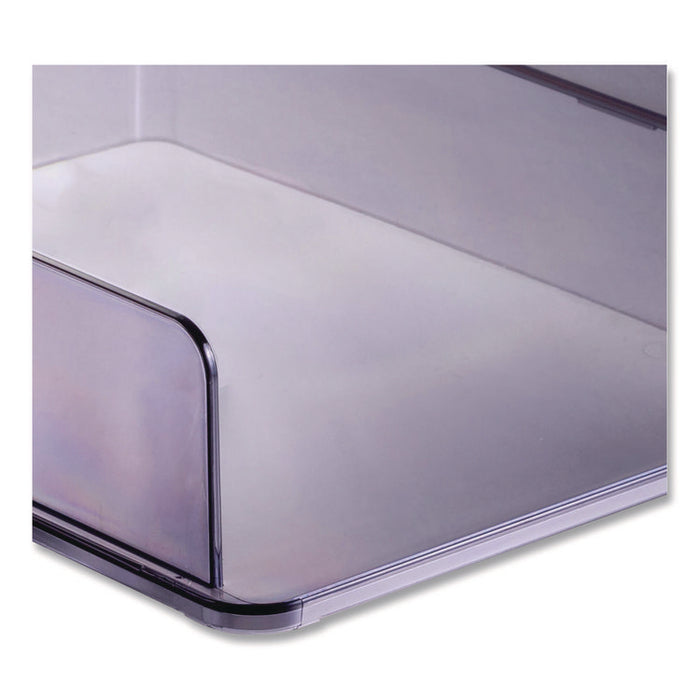 Recycled Plastic Letter Tray, 1 Section, Letter Size Files, 10.16" x 12.8" x 2.76", Translucent Ash, 2/Pack