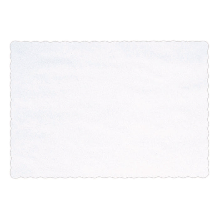 Placemats, Smooth Surface, Scalloped Edges, 13.5" x 9.63", White, 1,000/Carton