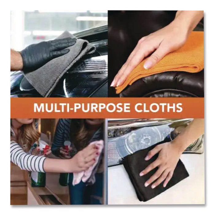 MicroWorks Microfiber Towels, 16 x 16, Orange, Dozen