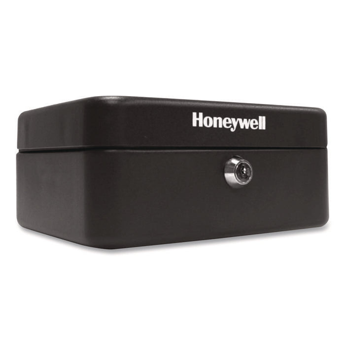 Cash Management Box, 4 Compartments, Key Lock, 7.9" x 6.5" x 3.5", Black