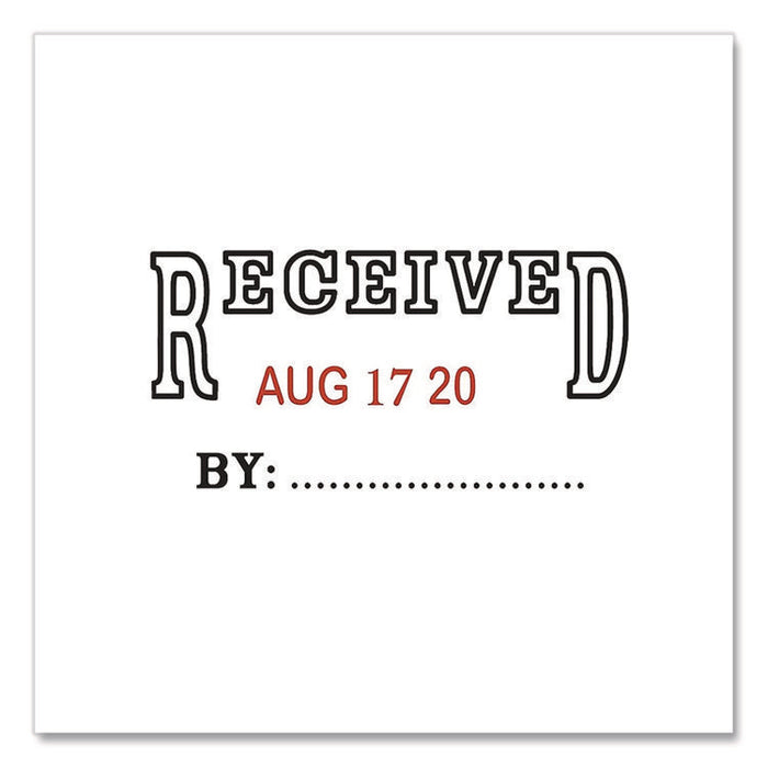 Self-Inking Message Stamp with Blank "By" Line, 12 Years, RECEIVED, 1.63" x 0.88", Black/Red Ink