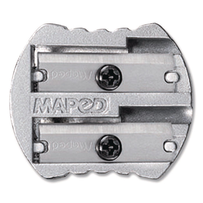 Classic 2-Hole Metal Pencil Sharpener, 2.56 x 0.67 x 4.92, Silver