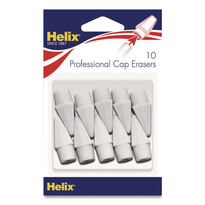 Professional Hi-Polymer Oversized Pencil Cap Erasers, For Pencil Marks, White, 10/Pack