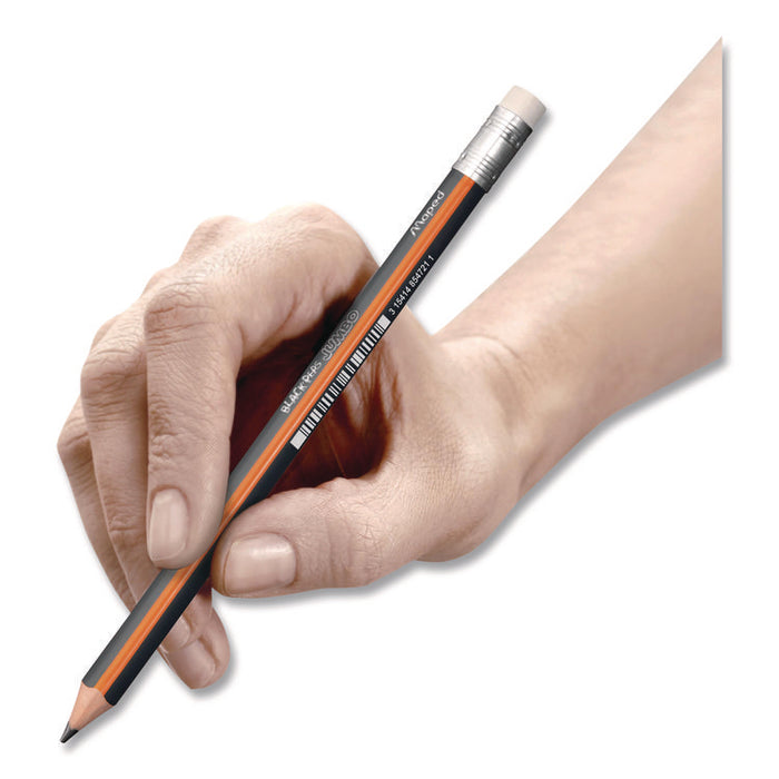 Black'Peps Jumbo Triangular Pencils, HB (#2), Black Lead, Orange/Black Barrel, Dozen