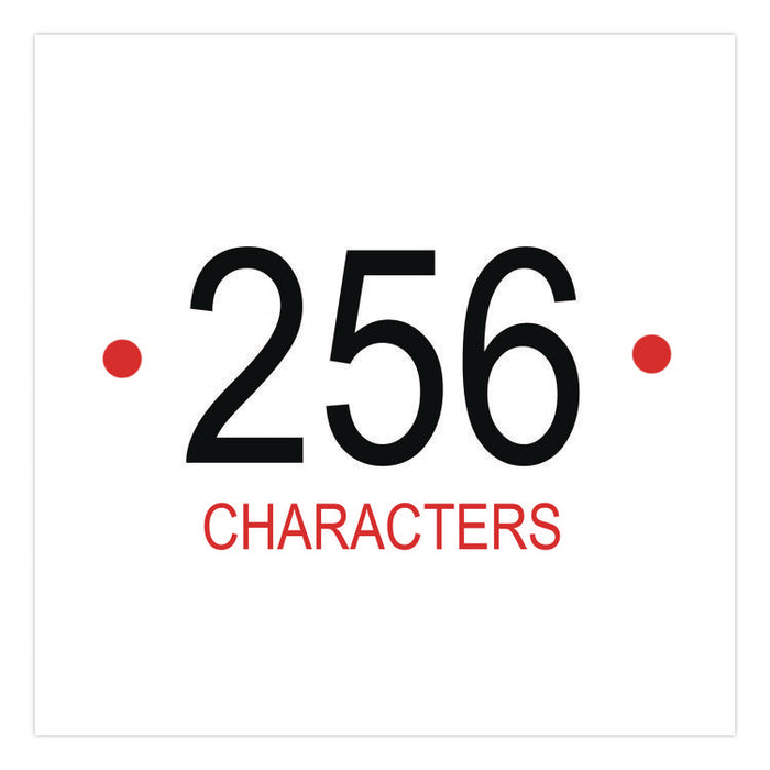 Peel-and-Stick Letters, Numbers and Symbols, 1" Tall, Black Characters, White Background, 256 Pieces