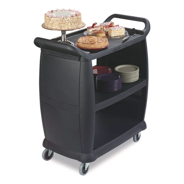 Bussing Cart, Plastic, 3 Shelves, 300 lb Capacity, 18 x 36.25 x 38, Black