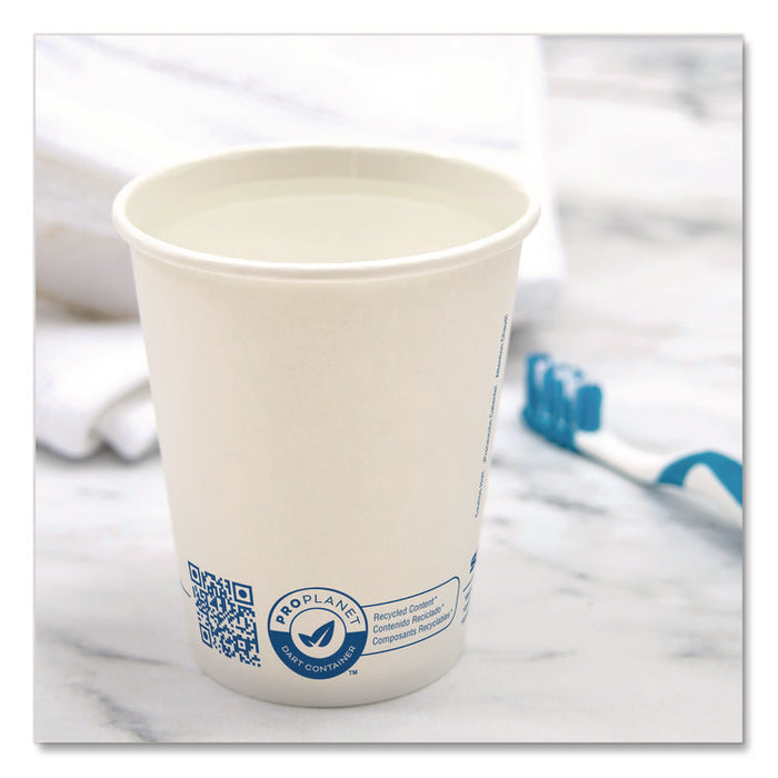 Recycled Content PCF Paper Hot Cups, ProPlanet Seal, 10 oz, White, 50/Pack