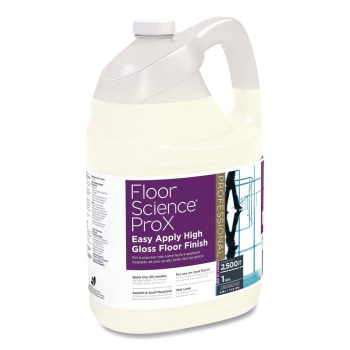 Floor Science ProX Easy Apply High Gloss Floor Finish, 1 gal Bottle, 4/Carton