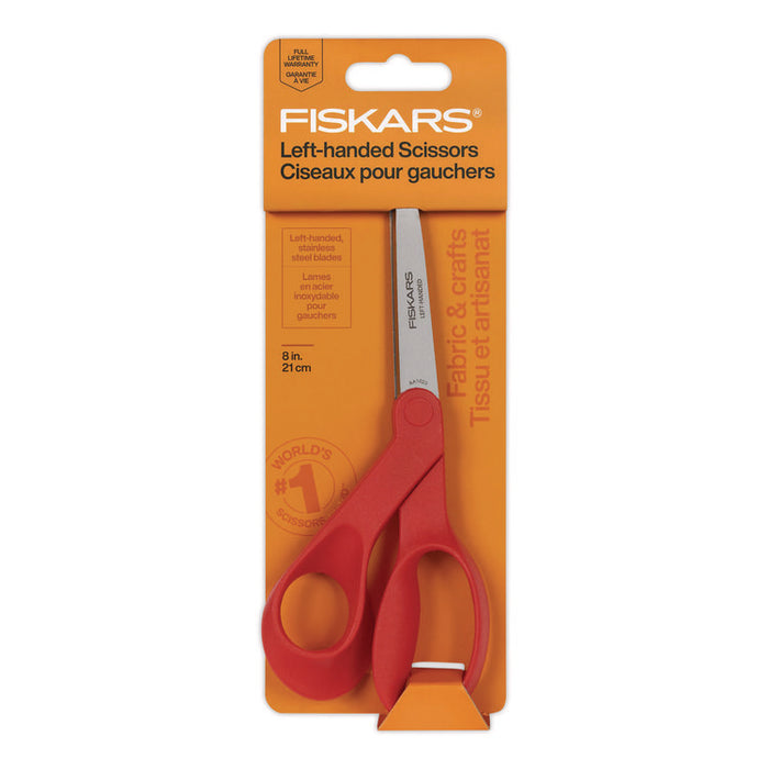 Premier Left Handed Scissors, 9.75" Long, 8" Cut Length, Offset Red Handle