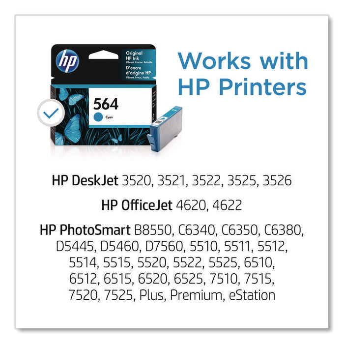 HP 564, (CB318WN) Cyan Original Ink Cartridge, 24/Carton