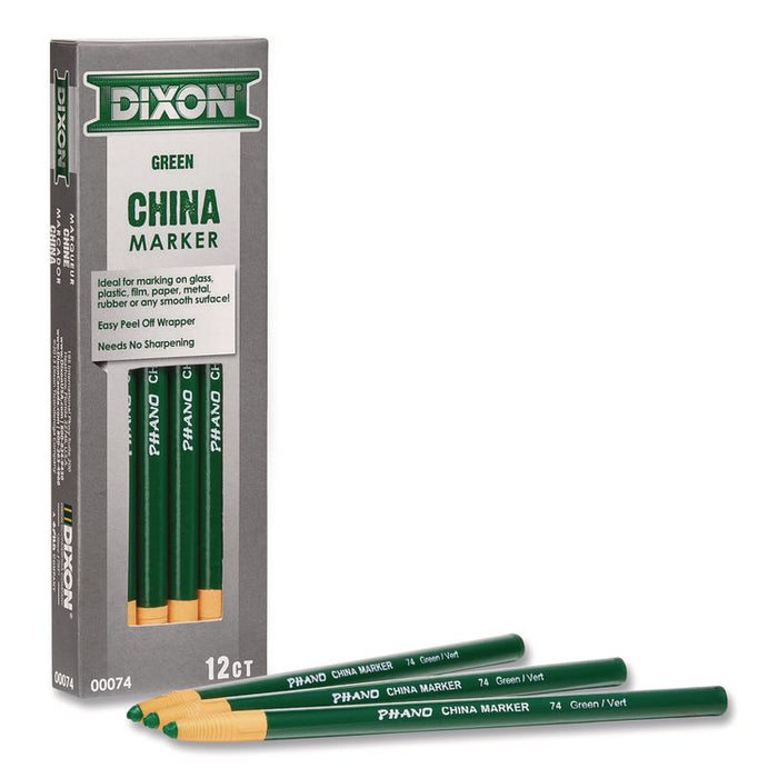 China Marker, 0.3" x 7", Green, Dozen