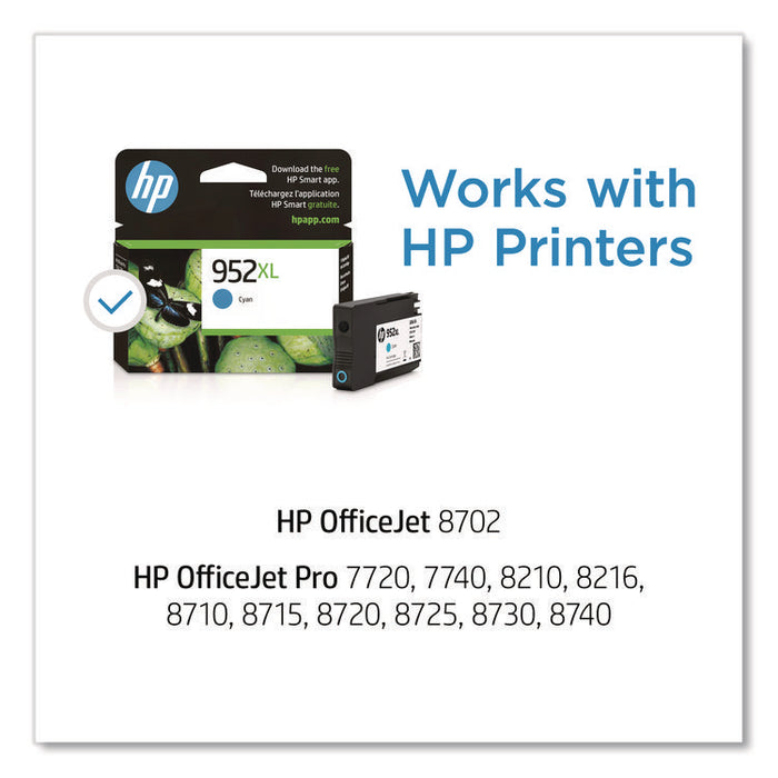 HP 952XL, (L0S61AN) High-Yield Cyan Original Ink Cartridge