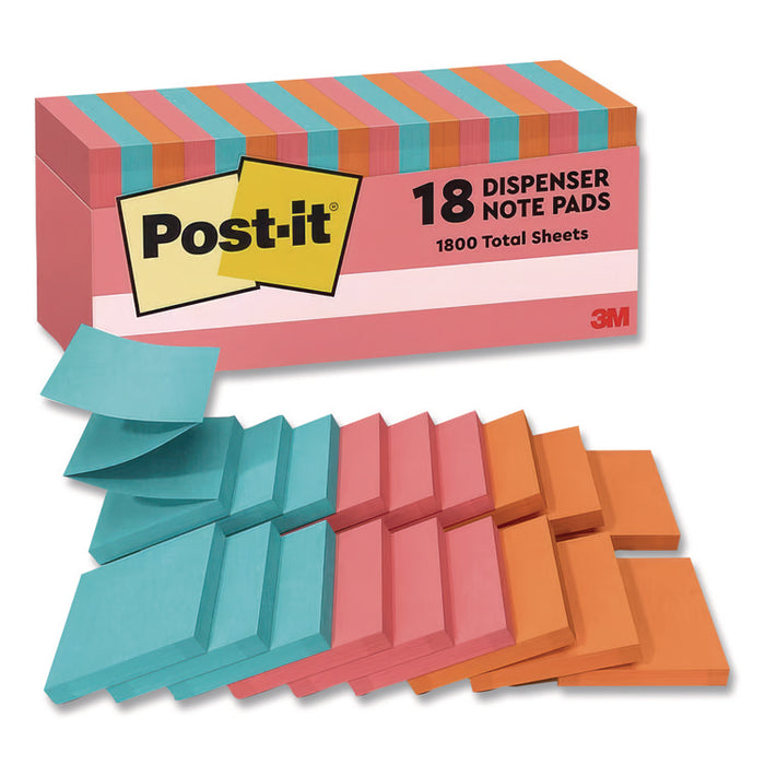Original Pop-up Refill Cabinet Pack, 3" x 3", Poptimistic Collection Colors, 100 Sheets/Pad, 18 Pads/Pack
