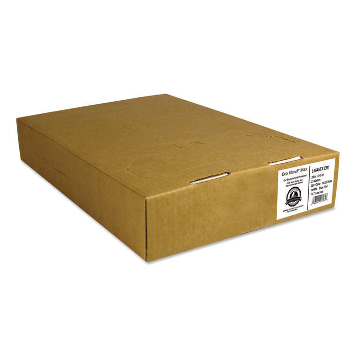 Eco Blend Max Can Liners, 33 gal, 0.8 mil, 33" x 39", Blue, 25 Bags/Roll, 8 Rolls/Carton