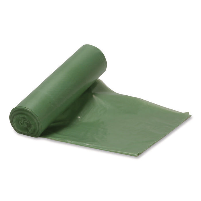 Eco Blend Max Can Liners, 45 gal, 0.8 mil, 40" x 46", Green, 25 Bags/Roll, 6 Rolls/Carton