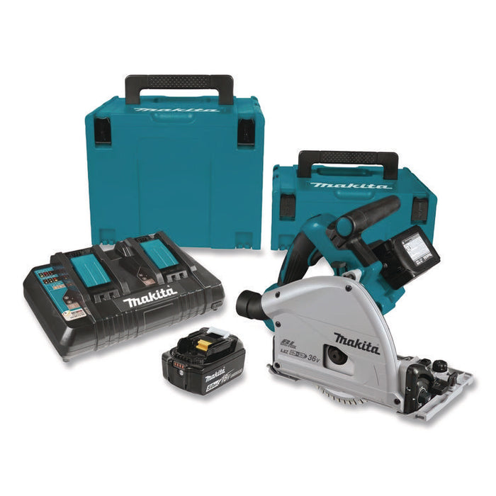 18V X2 (36V) LXT Brushless Lithium-Ion 6.5" Cordless Plunge Circular Saw Kit, 2 Batteries (XPS01PTJ), 6,300 rpm