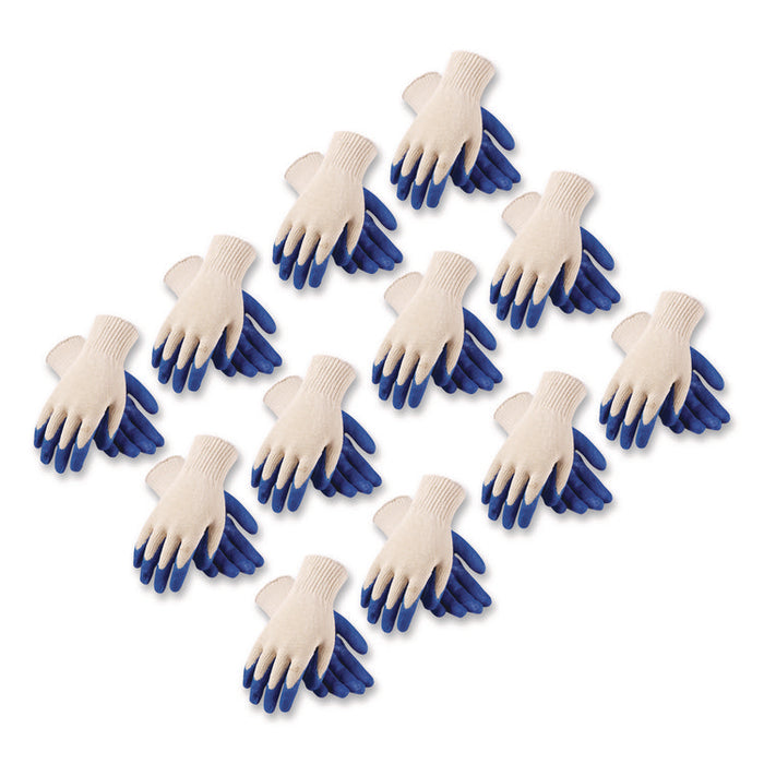 Seamless Knit Cotton/Polyester Gloves, EN388: 2011, X-Large, Natural/Blue, 12 Pairs