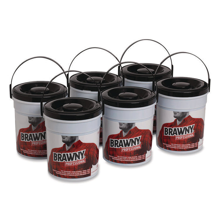 Wet Hand Towels, 1-Ply, 8.6 x 12.2, Fresh Scent, Blue, 84/Pail, 6/Carton