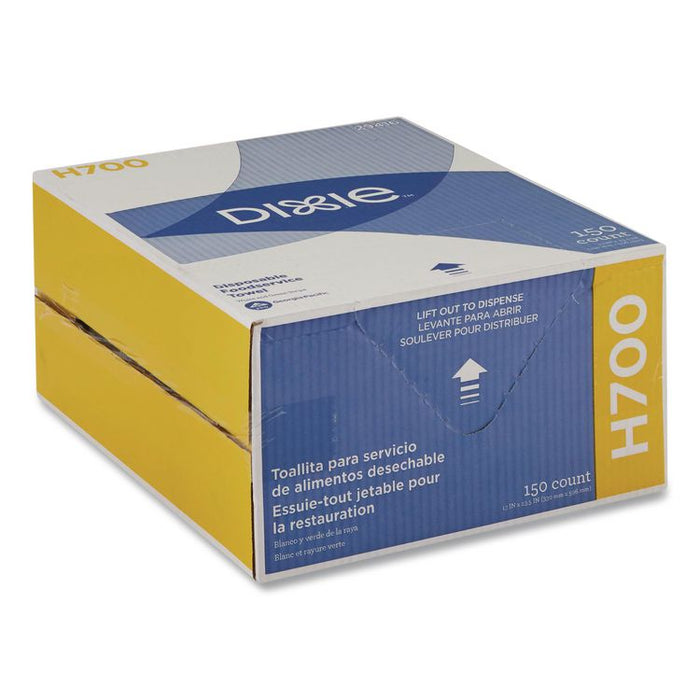 H700 Disposable Foodservice Towel, 1-Ply, 13 x 23.5, White/Green, 150/Carton