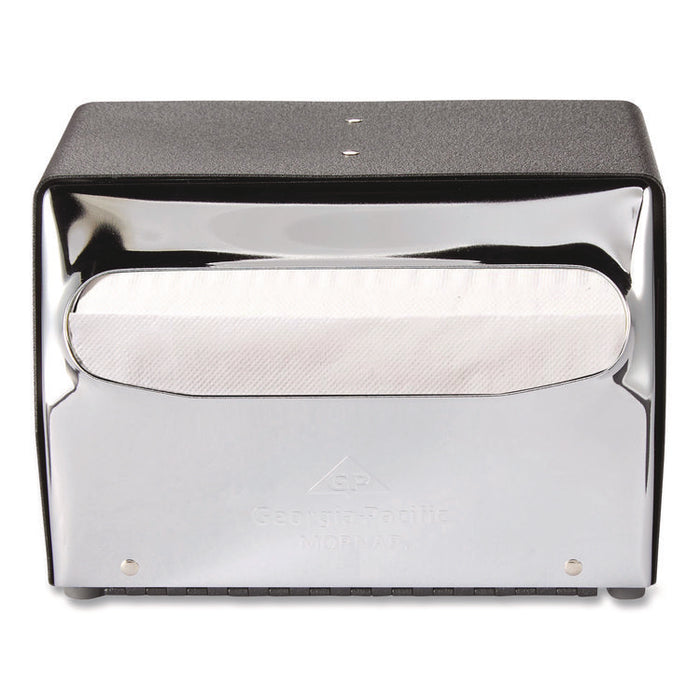 Tabletop Napkin Dispenser, 7.5 x 6 x 5.37, Black/Chrome