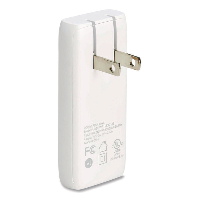 Flat One-Port USB-C Wall Charger with GaN Technology, White