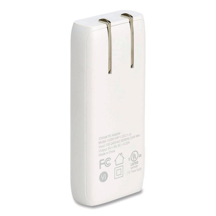 Flat One-Port USB-C Wall Charger with GaN Technology, White