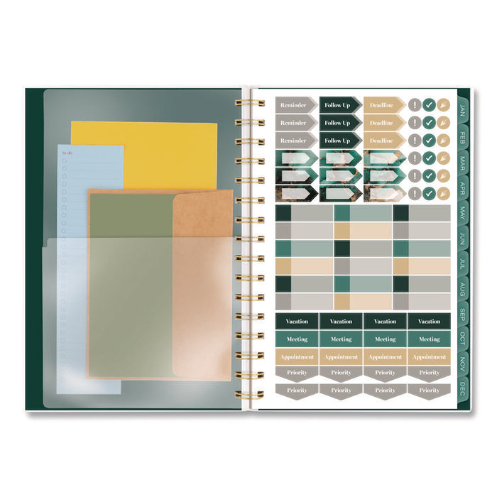 Emerald Isle Weekly/Monthly Planner, 8.5 x 5.5, Green Marbled Cover, 12-Month (Jan-Dec): 2026