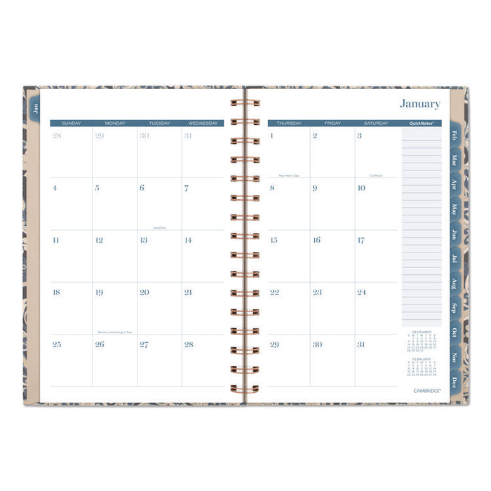 Elizabeth Weekly/Monthly Planner, 8.5 x 5.5, Floral Artwork, Blue Cover, 12-Month (Jan-Dec): 2026