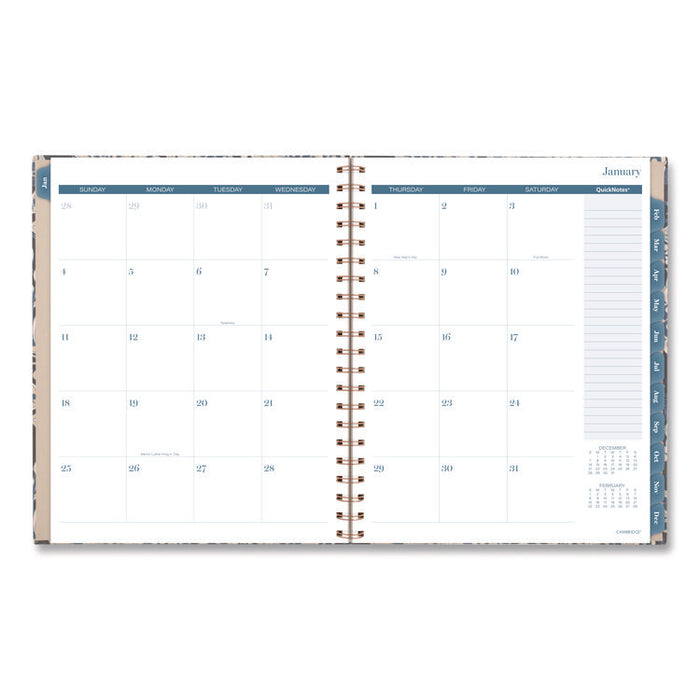 Elizabeth Weekly/Monthly Planner, 11 x 8.5, Floral Artwork, Blue Cover, 12-Month  (Jan-Dec): 2026