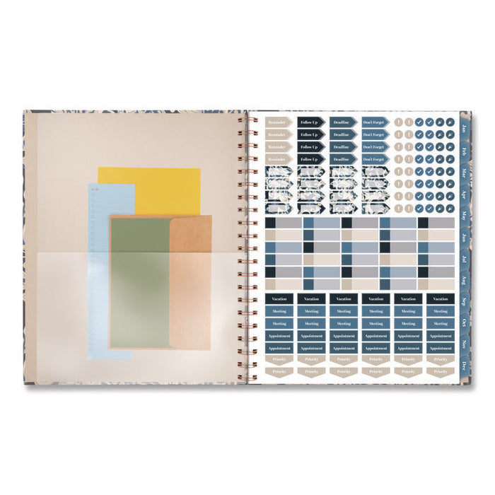 Elizabeth Weekly/Monthly Planner, 11 x 8.5, Floral Artwork, Blue Cover, 12-Month  (Jan-Dec): 2026