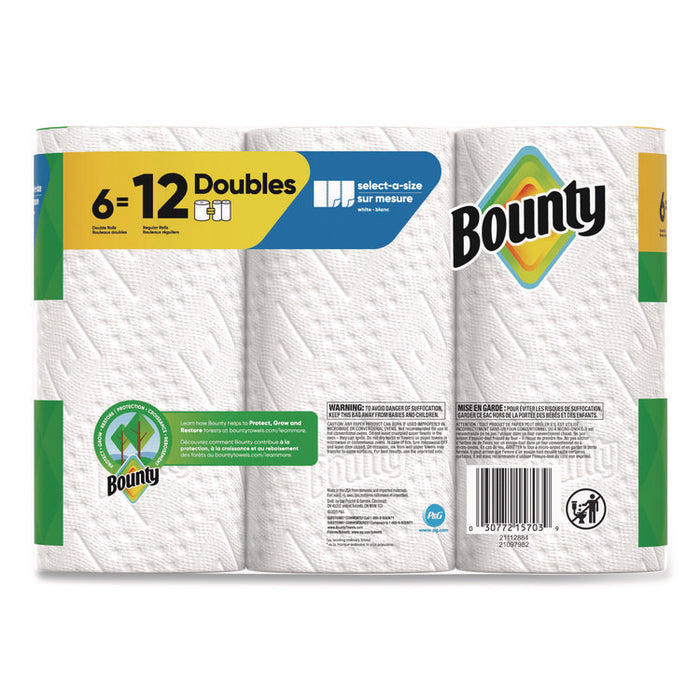 Select-a-Size Kitchen Roll Paper Towels, 2-Ply, 6 x 11, White, 82 Sheets/Double Roll, 6 Rolls/Carton