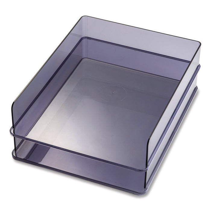 Recycled Plastic Letter Tray, 1 Section, Letter Size Files, 10.16" x 12.8" x 2.76", Translucent Ash, 2/Pack