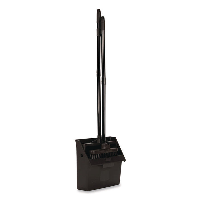 Duo-Pan Upright Dust Pan and Broom, 11.8 x 36, 24.5" Handle, Plastic, Black